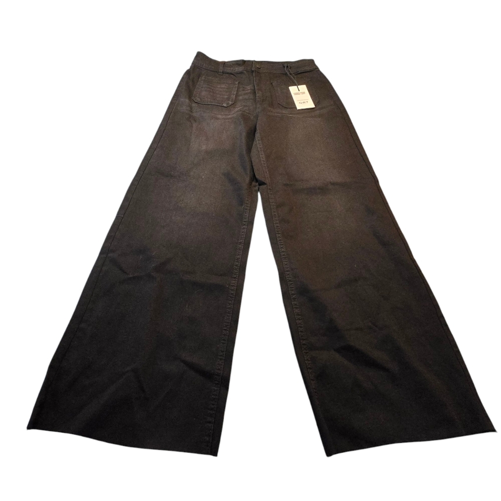 NWT OAT Womens Black High Rise Wide Leg Frayed Jeans Size 10/30